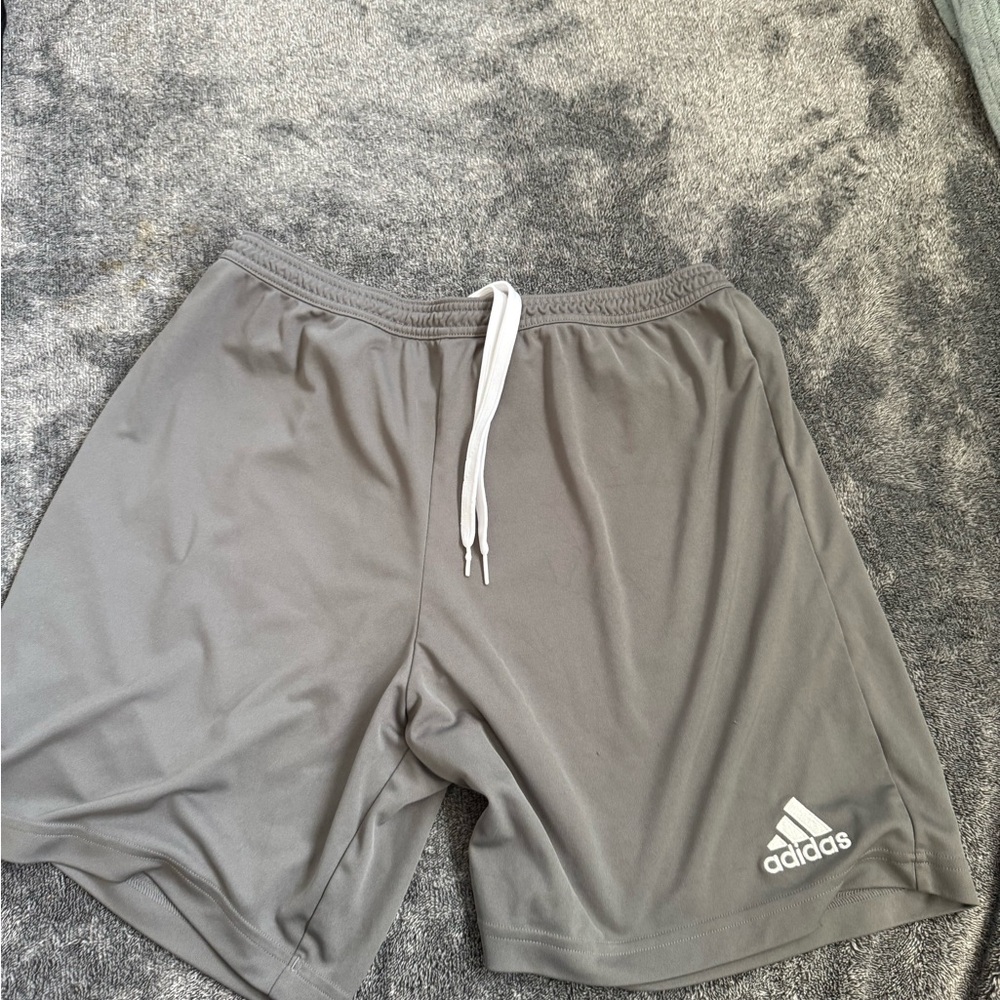 Adidas Gray Athletic Shorts with Elastic Waistband